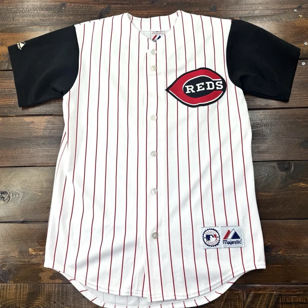 Cincinatti Reds # 3 Throwback‎ Majestic Pin Striped MLB Jersey Size Small 42